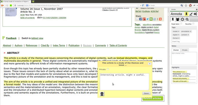 Web page with annotations inserted using Annota.